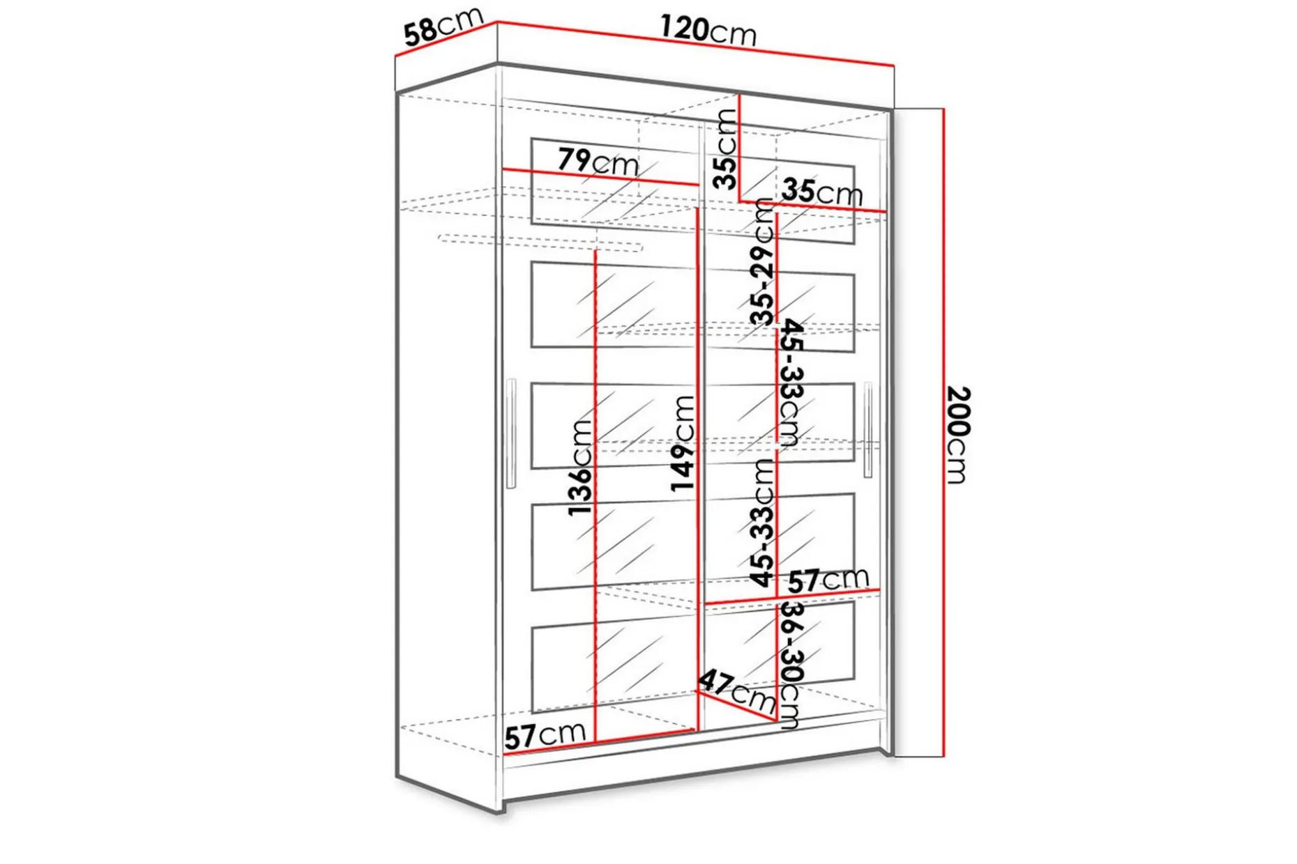 Miami Garderobe 120x58x200 cm