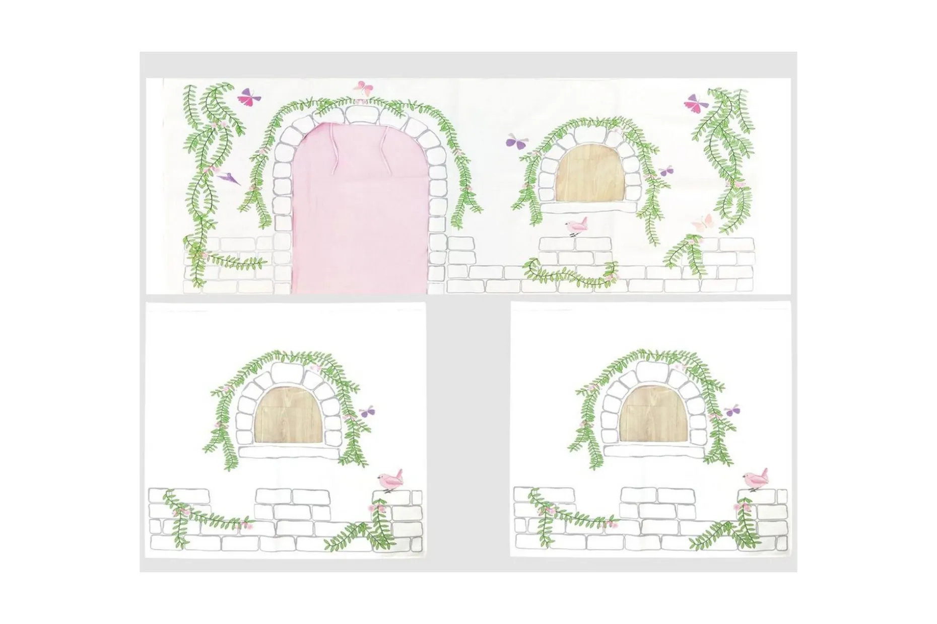Middelseng med gardin Pino Birdy Naturlig, Naturlig, Med sklie, Uten tunnel, Ingen lommer