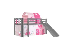 Middelseng med gardin Pino Princess Grå, Grå, Med sklie, Prinsesse, 3