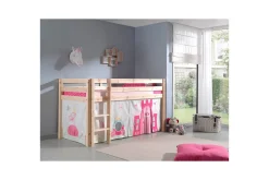 Middelseng med gardin Pino Princess Naturlig, Naturlig, Uten sklie, Uten tunnel, Ingen lommer