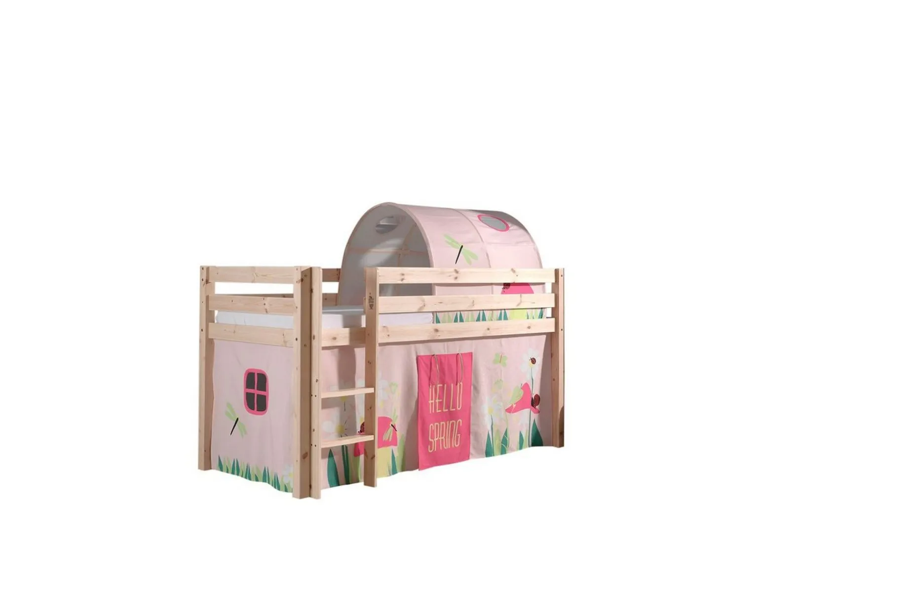 Middelseng med gardin Pino Spring Naturlig, Naturlig, Uten sklie, Uten tunnel, Uten lommer
