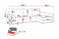 Midfeld 3-sits Hörnbäddsoffa Black