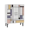 Midia Highboard 95x111 cm Hvit/Brun/Lilla/Gul
