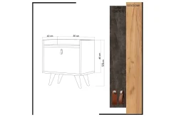 Mod Design Nattbord 50 cm med Oppbevaring Skap Lærbeslag