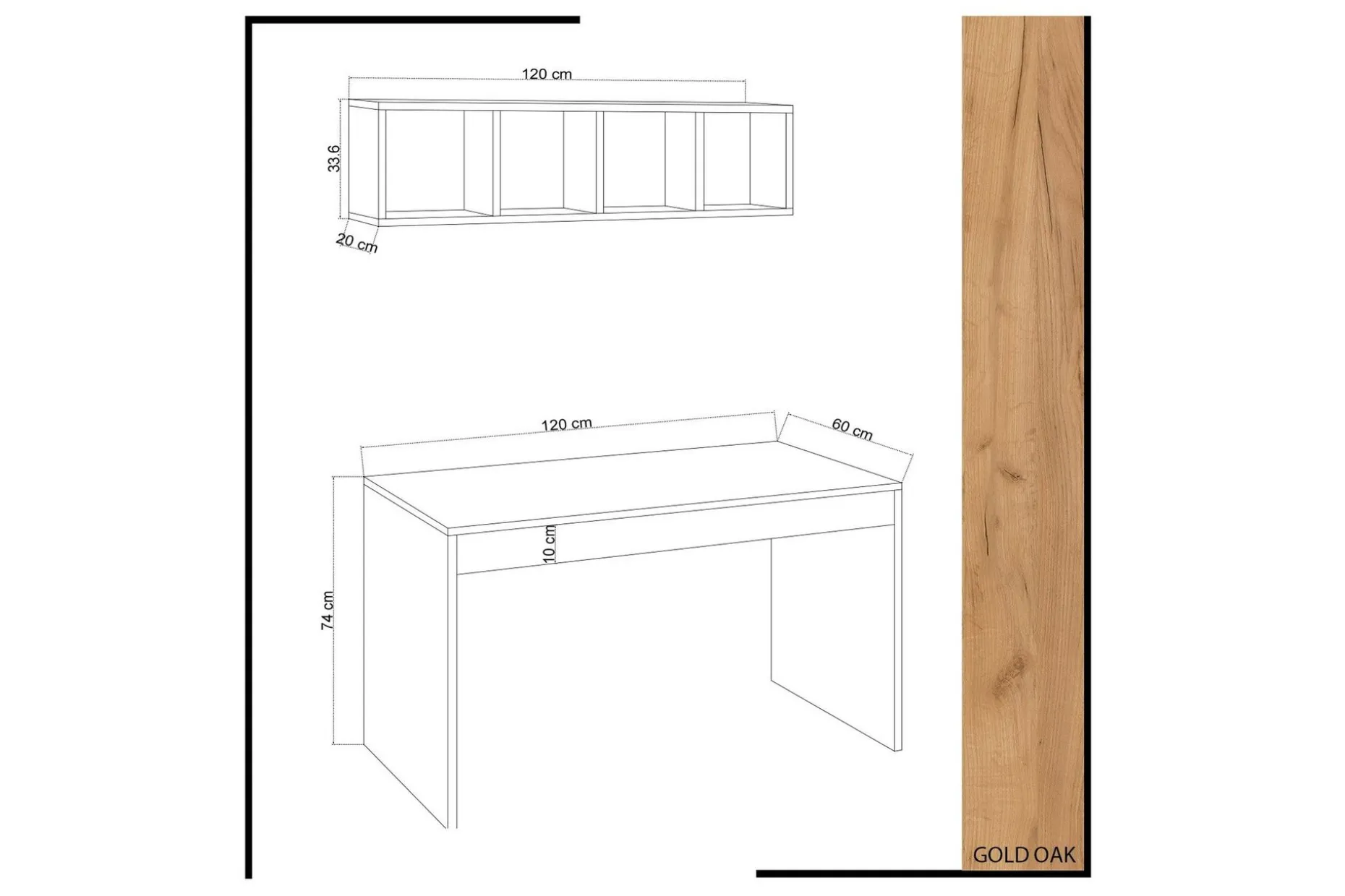Mod Design Skrivebord 120 cm med Oppbevaring Vegghylle