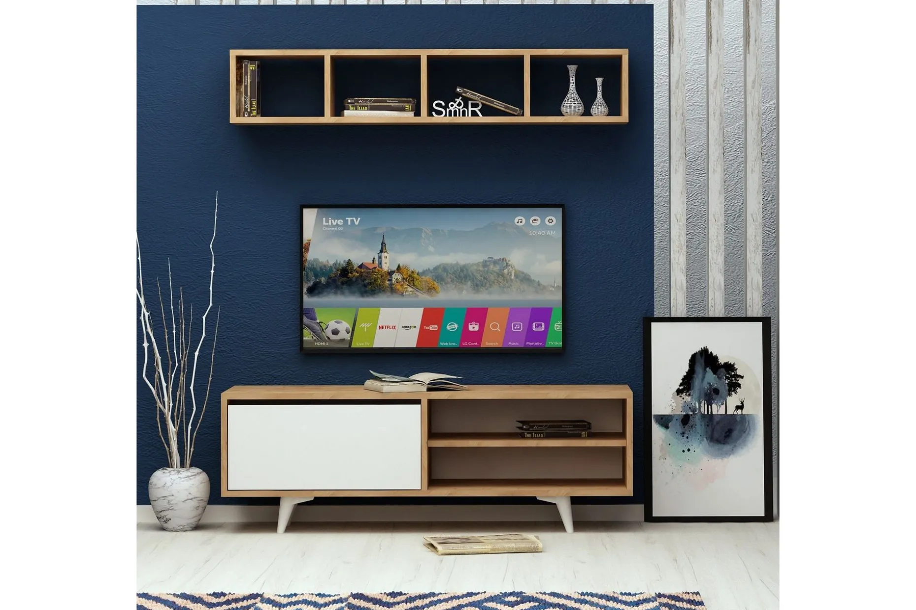 Mod Design TV-benk med Vegghylle