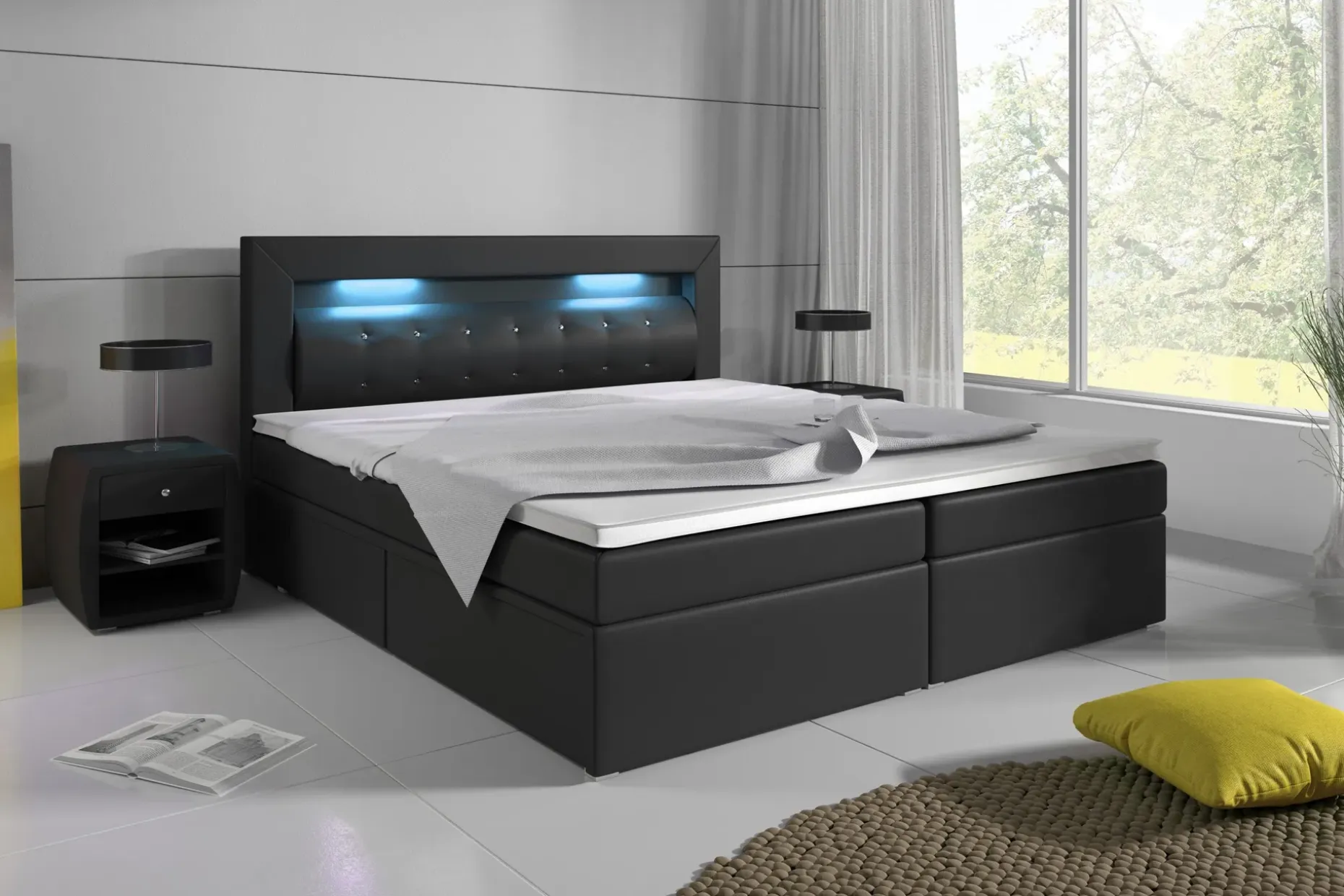 Modena Sengepakke 160x200 med Oppbevaring LED-belysning