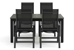 Monaco utendørs spisegruppe, uttrekkbar 150-250x90 med 4 Monaco Light regulerbare stoler