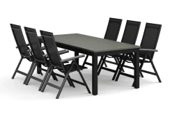 Monaco utendørs spisegruppe, uttrekkbar 210/310x90 med 6 Monaco Light regulerbare stoler