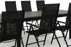 Monaco utendørs spisegruppe, uttrekkbar 210/310x90 med 8 Sanna regulerbare stoler