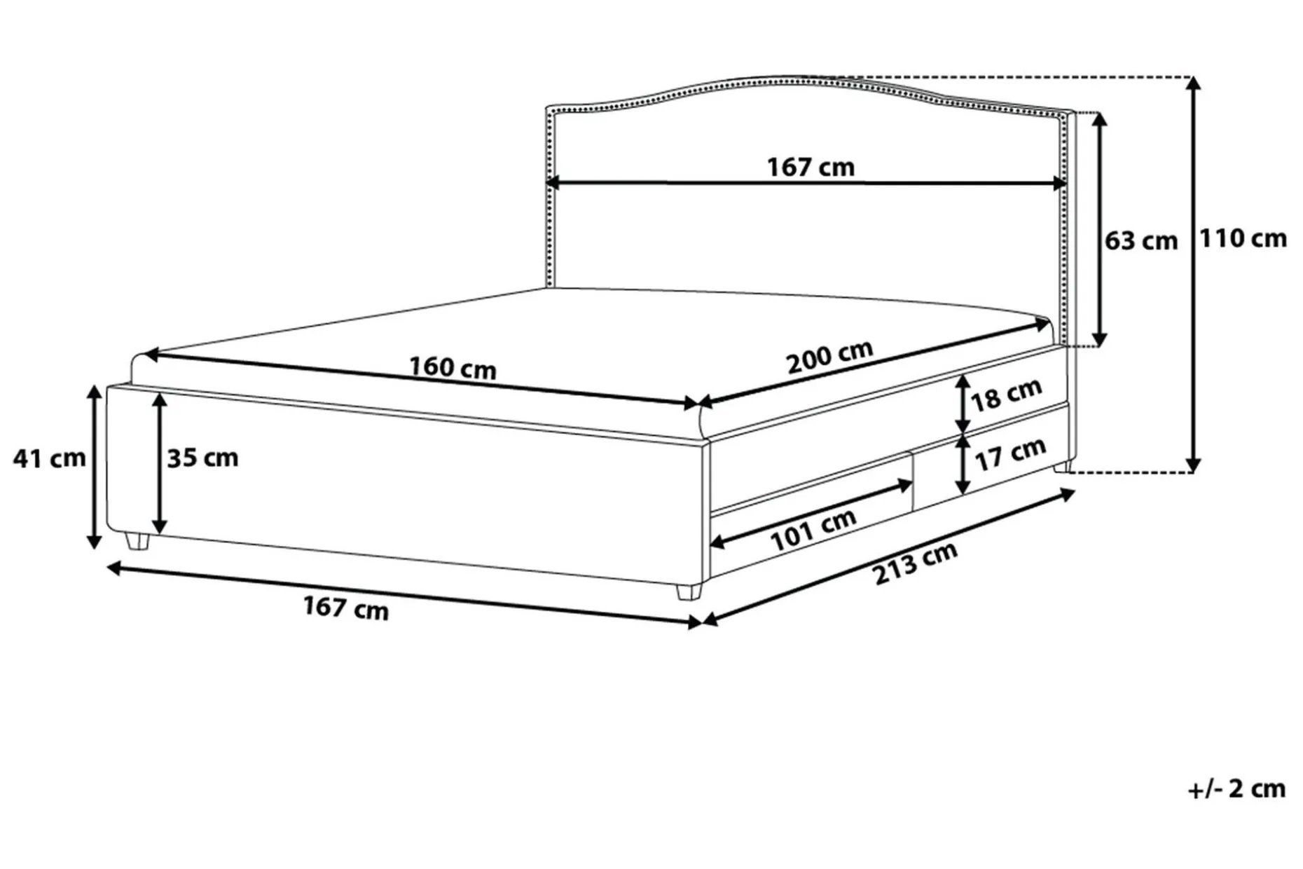 Montpellier Dobbeltseng 160 | 200 cm