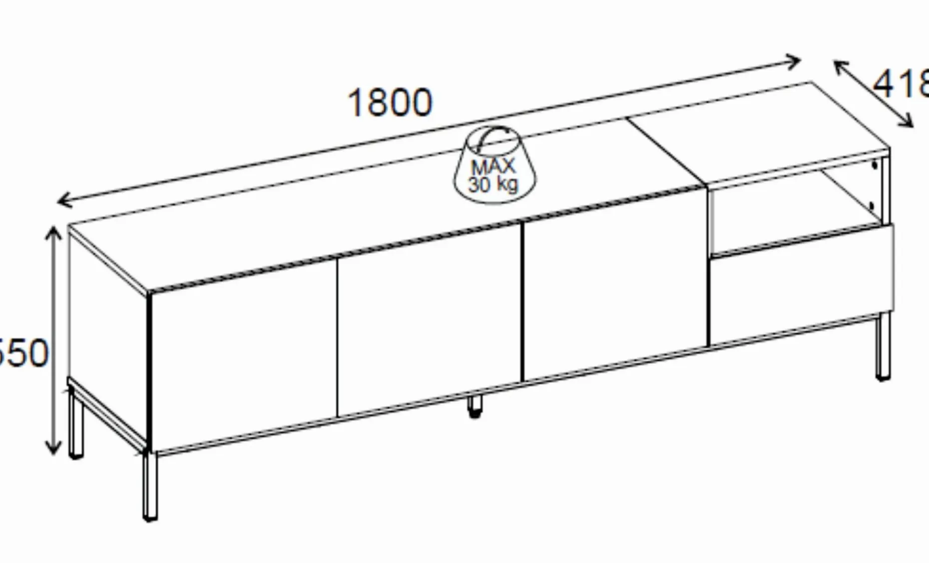 Morlen TV-benk 180x55x41,8 cm
