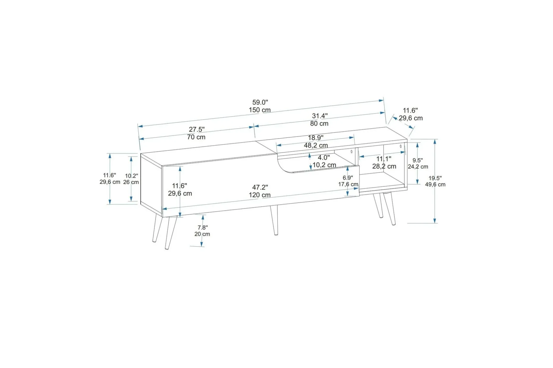 Mul TV-benk 150 cm