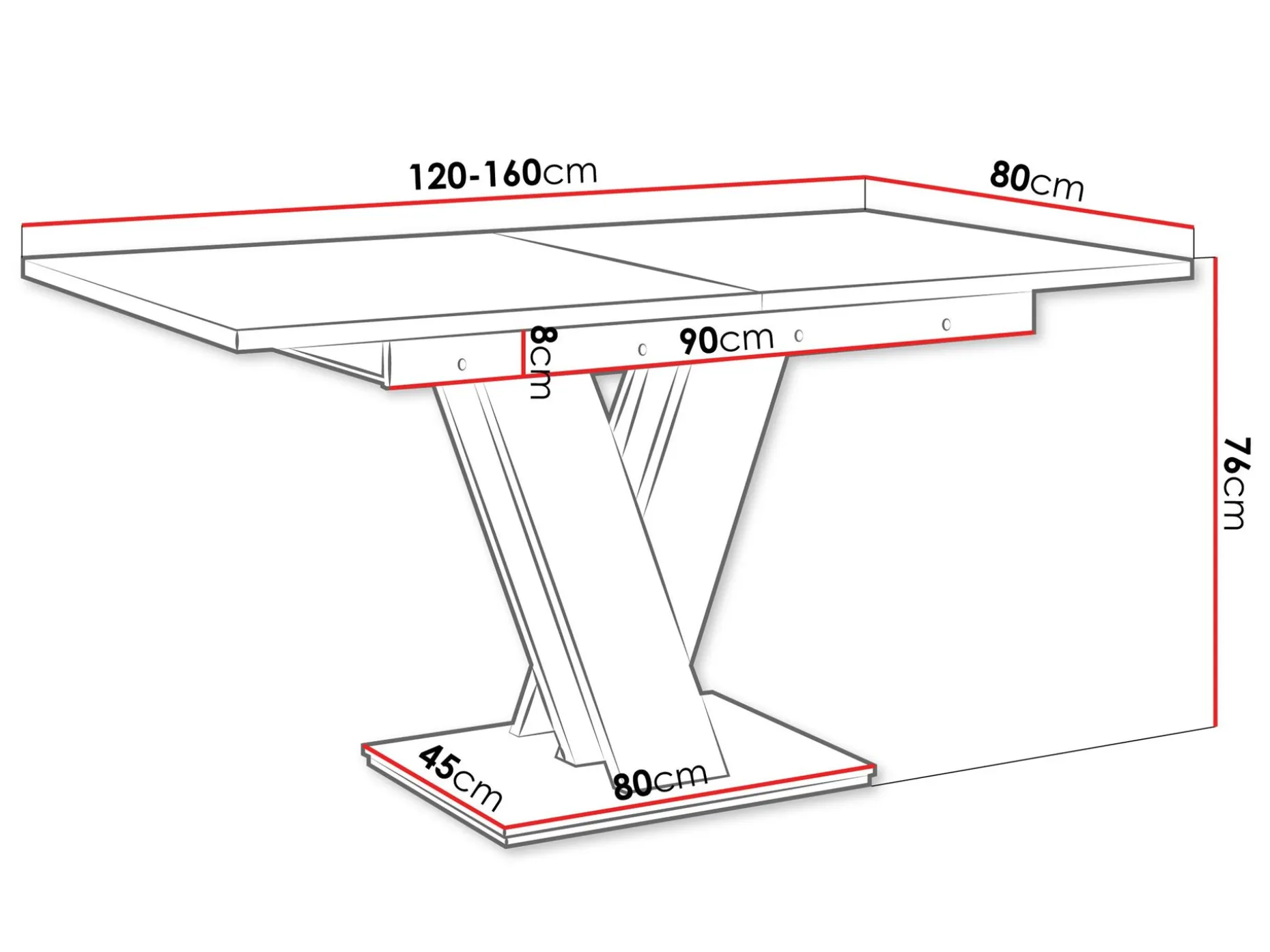 Nand Förlängningsbart Spisebord 120-160 cm Rektangulær