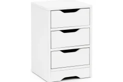 Nattbord Wohnling med 3 skuffer i et enkelt, moderne design for rammemadrass Hvit