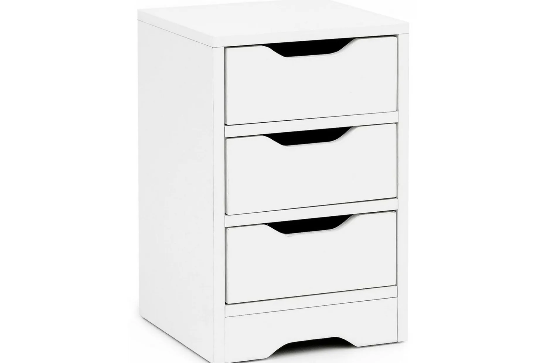 Nattbord Wohnling med 3 skuffer i et enkelt, moderne design for rammemadrass Hvit