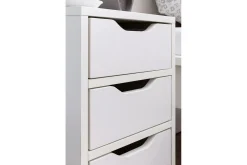 Nattbord Wohnling med 3 skuffer i et enkelt, moderne design for rammemadrass Hvit