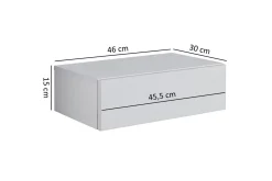 Nattbord Wohnling med skuff for veggmontering, flytende utseende Hvit