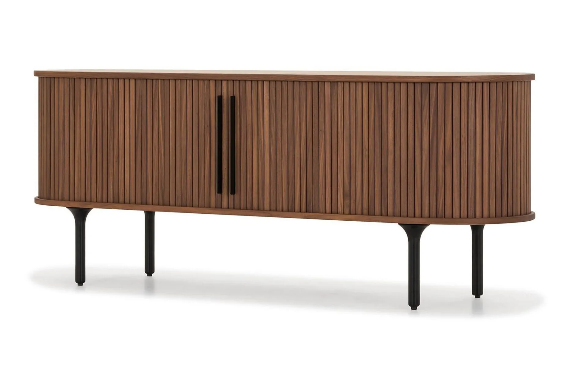 Noira Oval TV-benk Valnøtt 150x45 cm Ribbet