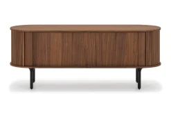 Noira Oval TV-benk Valnøtt 150x45 cm Ribbet
