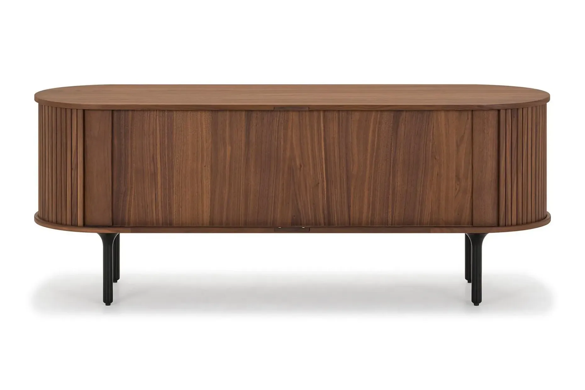 Noira Oval TV-benk Valnøtt 150x45 cm Ribbet
