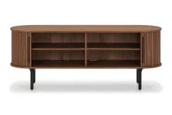 Noira Oval TV-benk Valnøtt 150x45 cm Ribbet