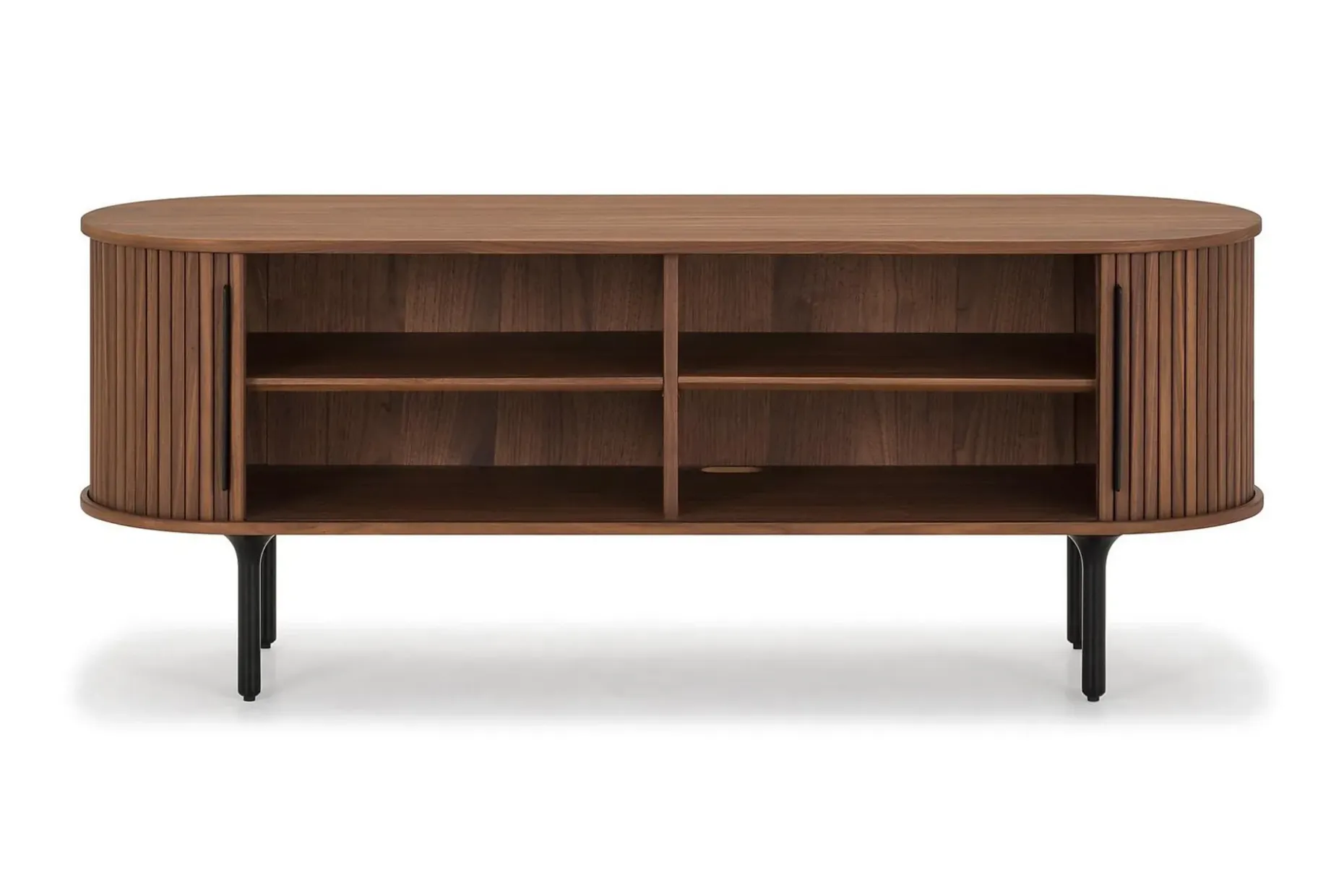 Noira Oval TV-benk Valnøtt 150x45 cm Ribbet