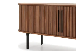 Noira Oval TV-benk Valnøtt 150x45 cm Ribbet