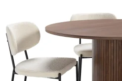 Noira Spisebord 120 cm Valnøtt Rundt med 4 Gemmiano Spisestoler