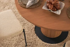 Noira Spisebord 120 cm Valnøtt Rundt med 4 Gemmiano Spisestoler
