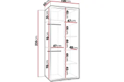 Norrebon Garderobe med Speil 100x235 cm