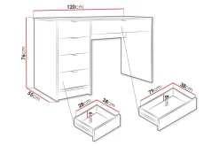 Novaj Sminkebord med oppbevaring 55 cm dyp 120 cm bred