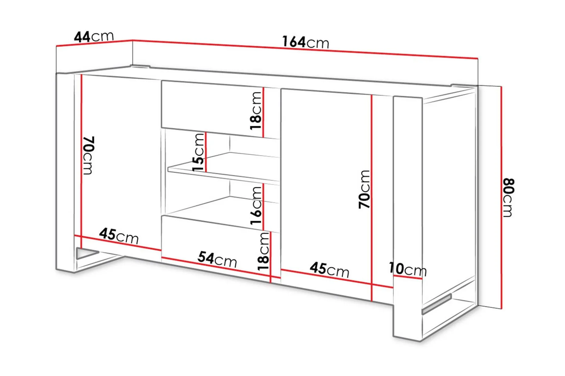 Oberting Kommode 164x44 cm