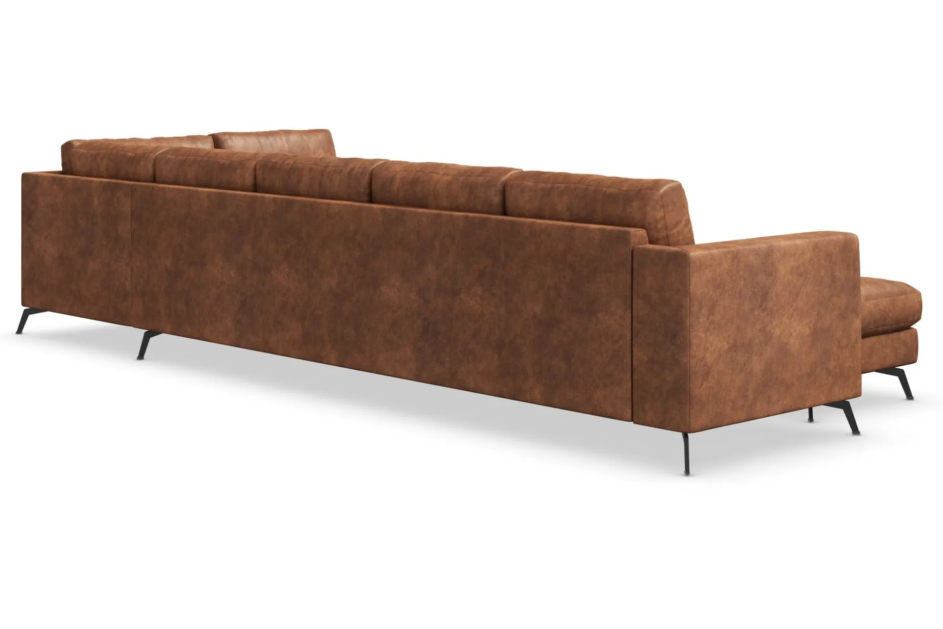 Ocean Lyx 6-seters Høyrevendt U-formet Sofa med Divan og Sjeselong + Fotskammel i Kunstlær