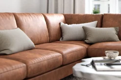 Ocean Lyx 6-seters Høyrevendt U-formet Sofa med Divan og Sjeselong + Fotskammel i Kunstlær