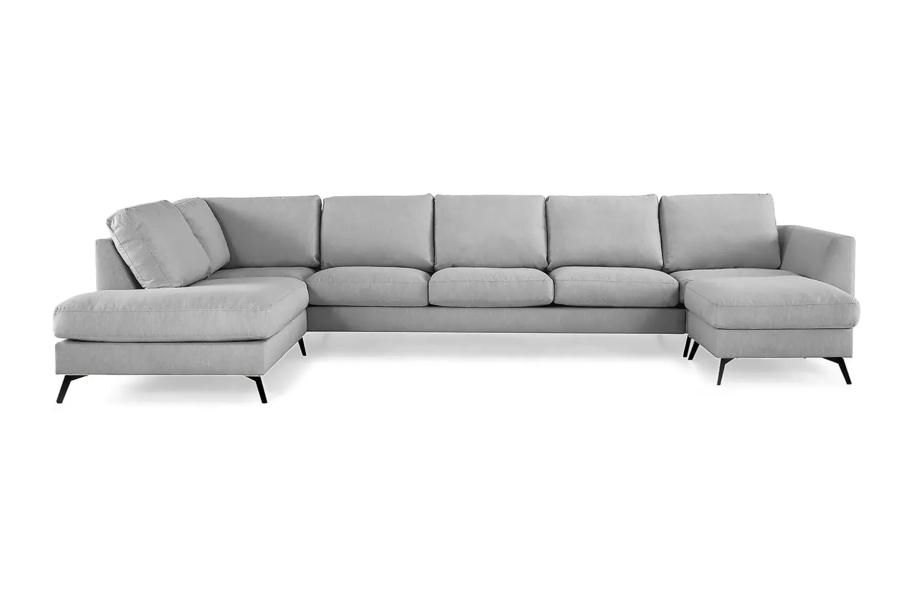 Ocean Lyx 6-seters Venstrevendt U-formet Sofa med Divan og Sjeselong + Fotskammel i Stoff