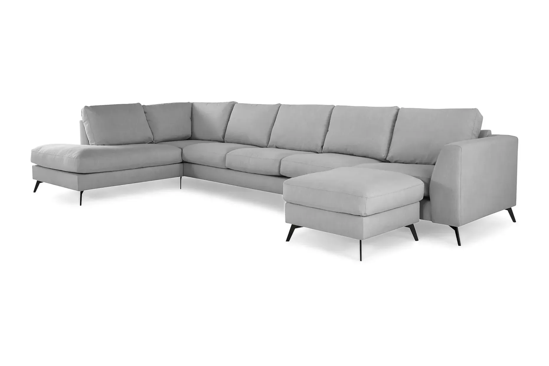 Ocean Lyx 6-seters Venstrevendt U-formet Sofa med Divan og Sjeselong + Fotskammel i Stoff