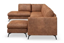 Ocean Lyx 6-seters Venstrevendt U-formet Sofa med Divan og Sjeselong + Fotskammel i Kunstlær