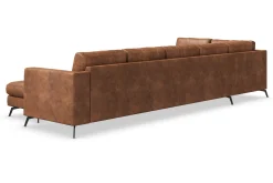 Ocean Lyx 6-seters Venstrevendt U-formet Sofa med Divan og Sjeselong + Fotskammel i Kunstlær