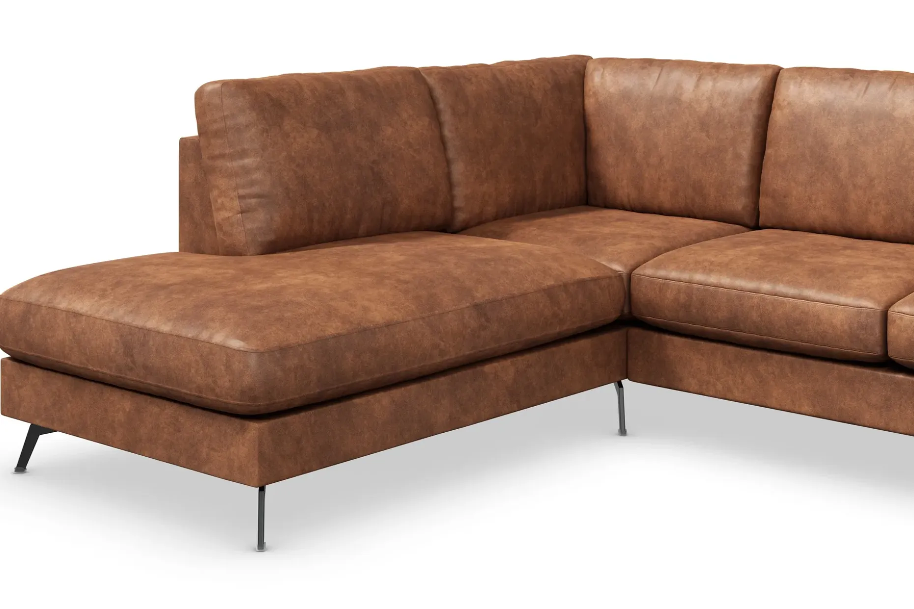 Ocean Lyx 6-seters Venstrevendt U-formet Sofa med Divan og Sjeselong + Fotskammel i Kunstlær