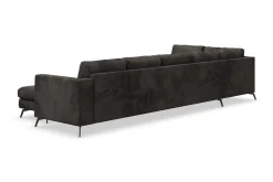 Ocean Lyx 6-seters Venstrevendt U-formet Sofa med Divan og Sjeselong + Fotskammel i Fløyel
