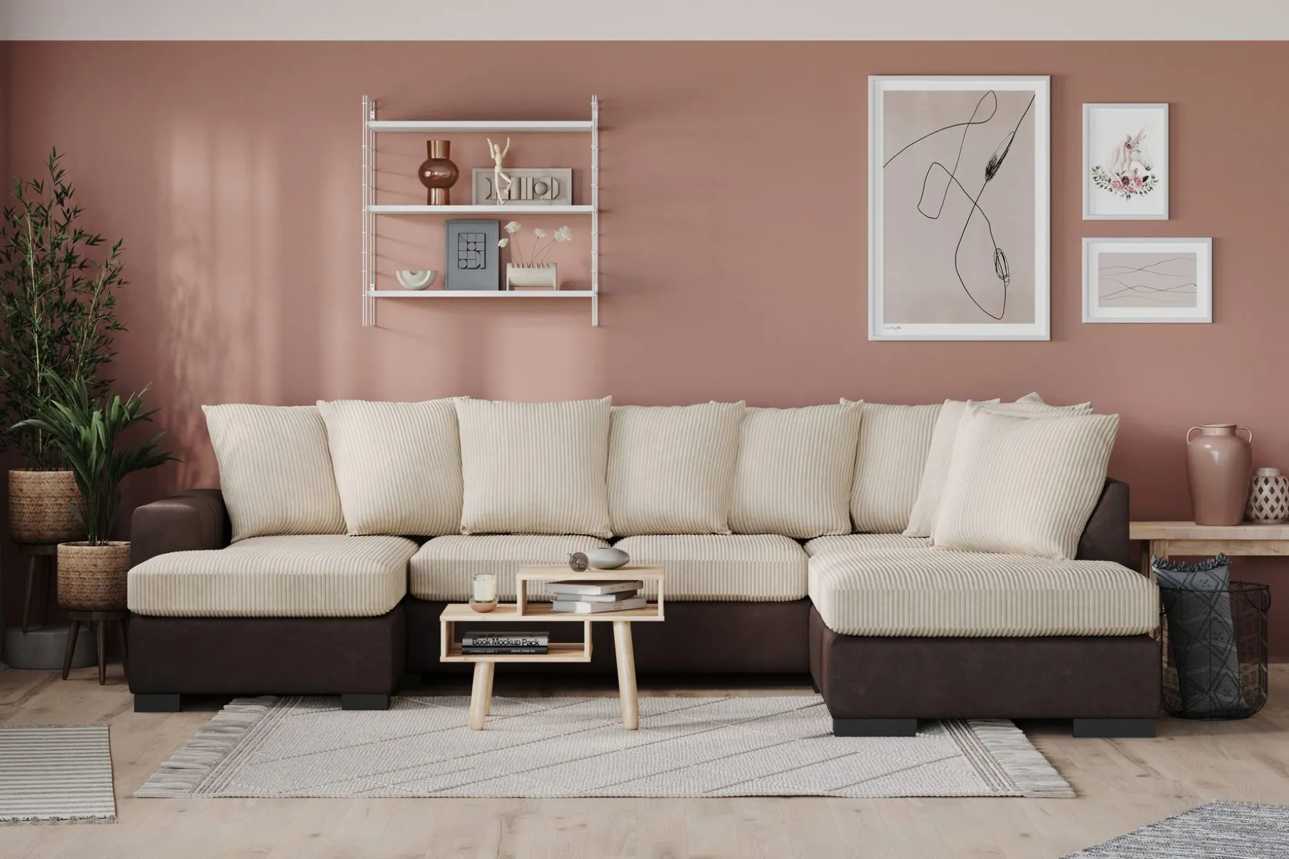 Ocean 5-seters Høyrevendt U-formet Large Sofa med Divan og Sjeselong i Manchester
