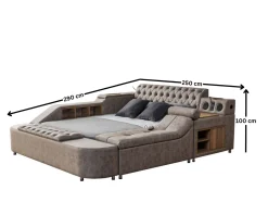 Olyvan sengepakke med benk og oppbevaring 250x290 cm kunstlær