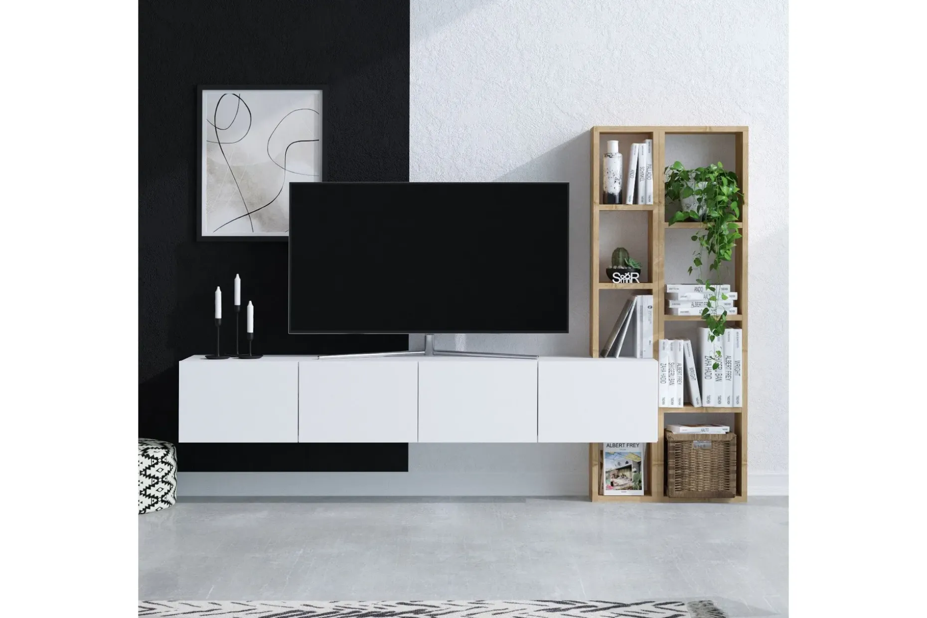 Pana TV-møbelsett 182x32 cm Hvit/Brun