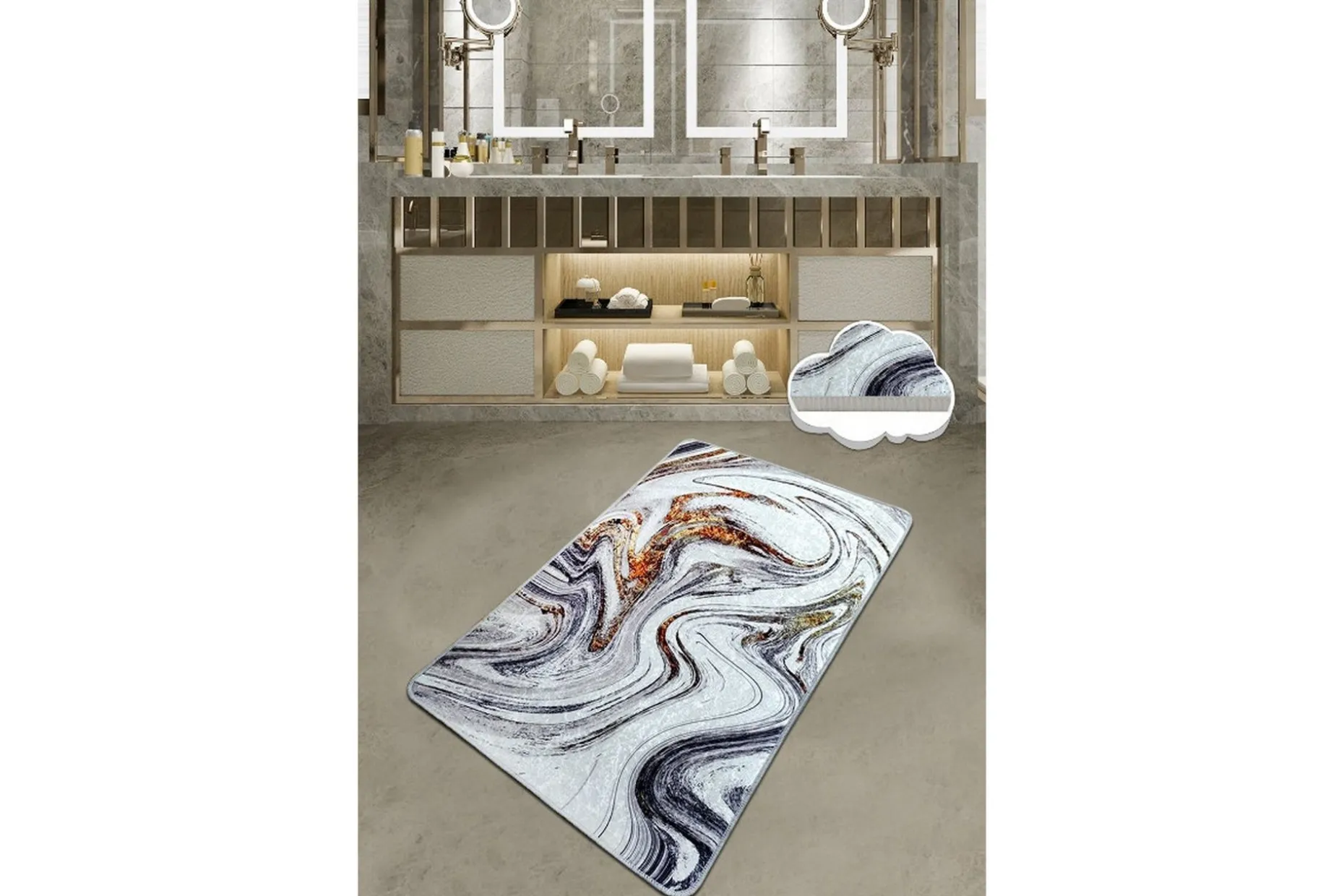 Parinka Baderomsmatte 80x100 cm Rund