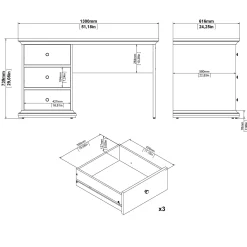 Paris Skrivebord 130x62x74 cm