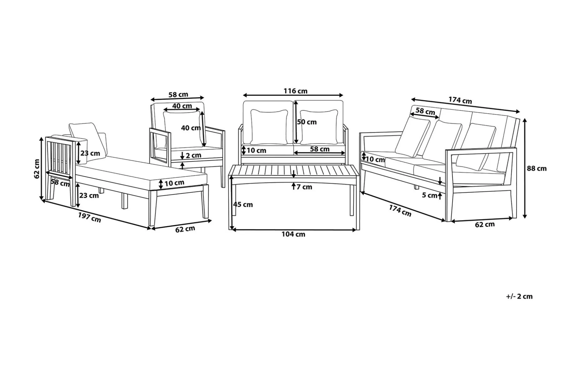 Pataja Loungegruppe 197 cm
