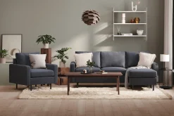 Peppe 3-seters Vendbar L-formet Divansofa i Stoff