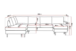 Peppe 4-seters Venstrevendt U-formet Sofa med Divan og Sjeselong i Manchester