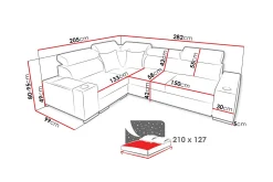 Perseo Divansovesofa 282x205x95 cm